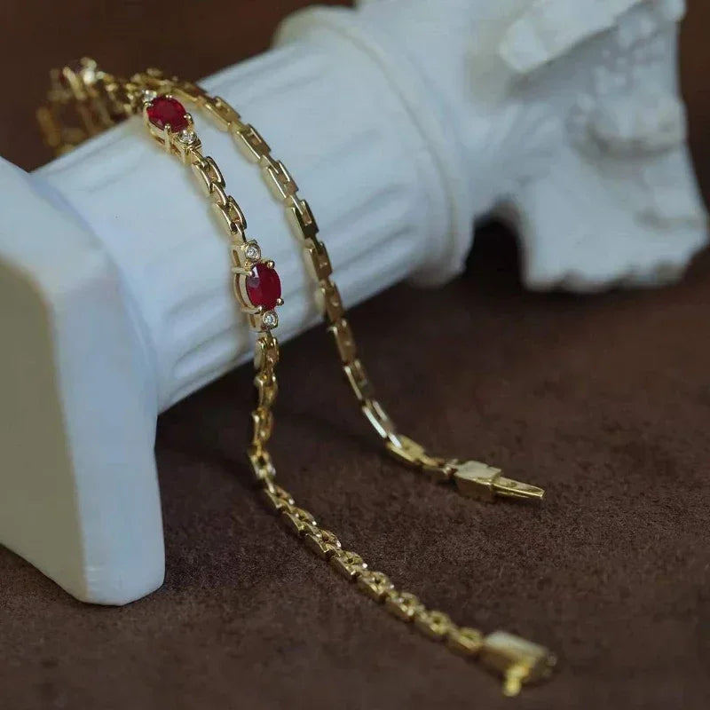 light luxury silver inlaid ruby diamond bracelet for women chain charm fine section exquisite high-end engagement jewelry