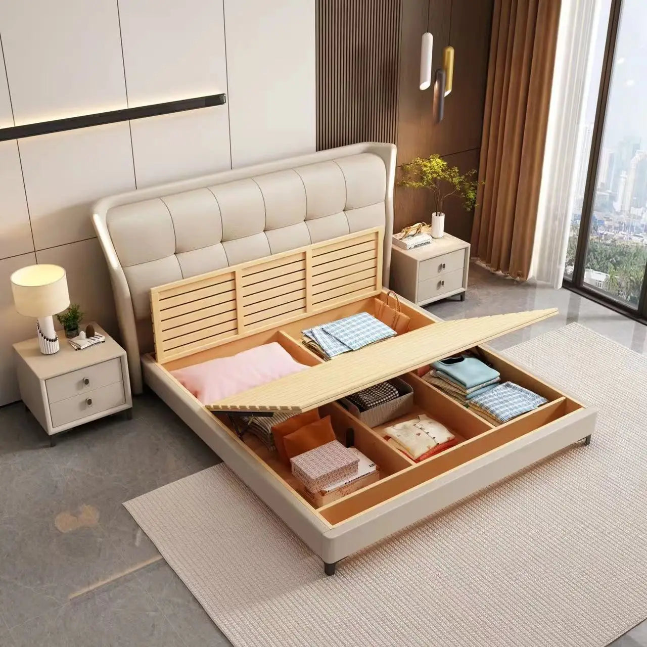 Nordic Upholstered Bed Aesthetic Modern Frame Double Bed Headboards Big Cama De Lujo Para Dormitorio Furniture Decoration