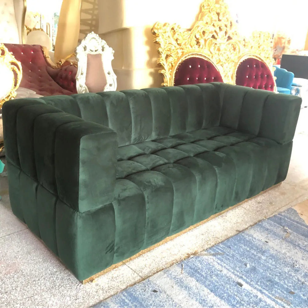 Modern Designs Home Furniture Set Green 3 Seat Velvet Living Room Sofa
