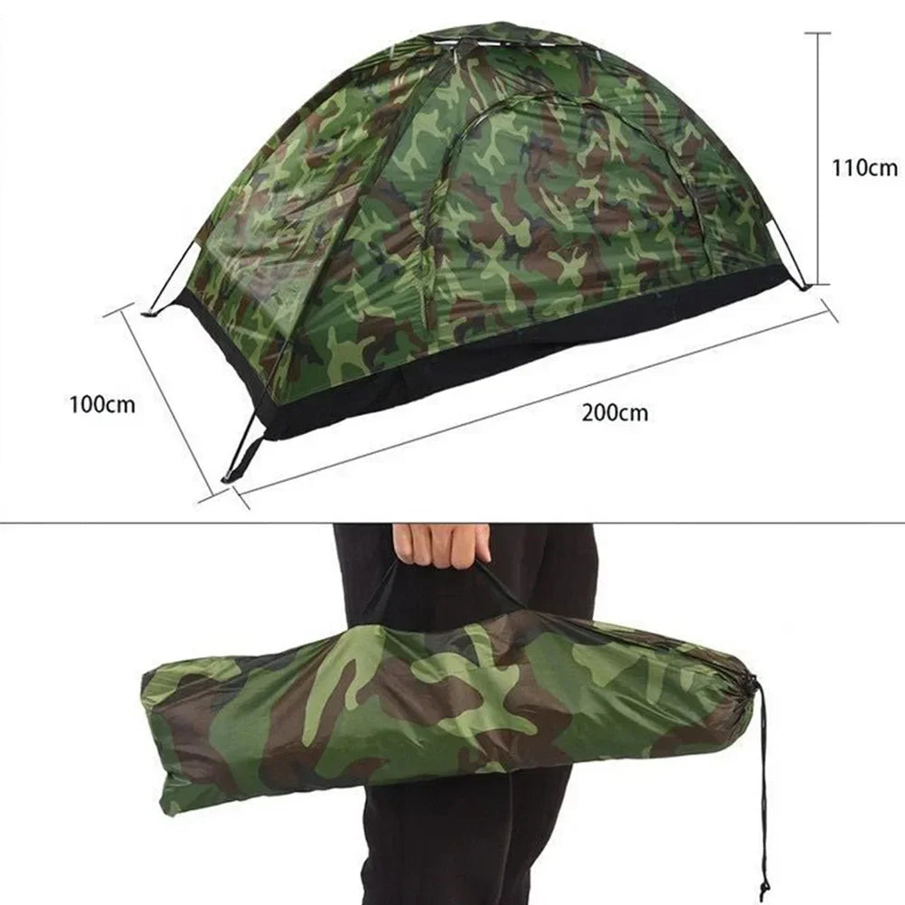 1×Ultralight Portable Camping Tent Single/Double Person Garden Tent With Anti-UV Coating Two Way Zip Hiking Fishing Travel