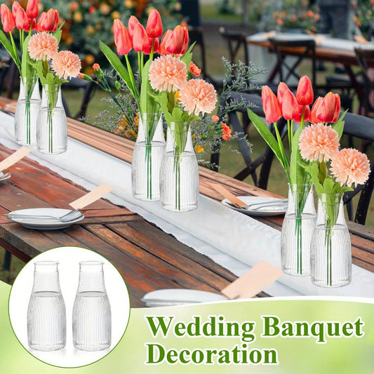 10-Pack Tall Vertical Pattern Vases Transparent Aesthetic Decorative Vases for DIY Florals Flower Arrangement Crafts