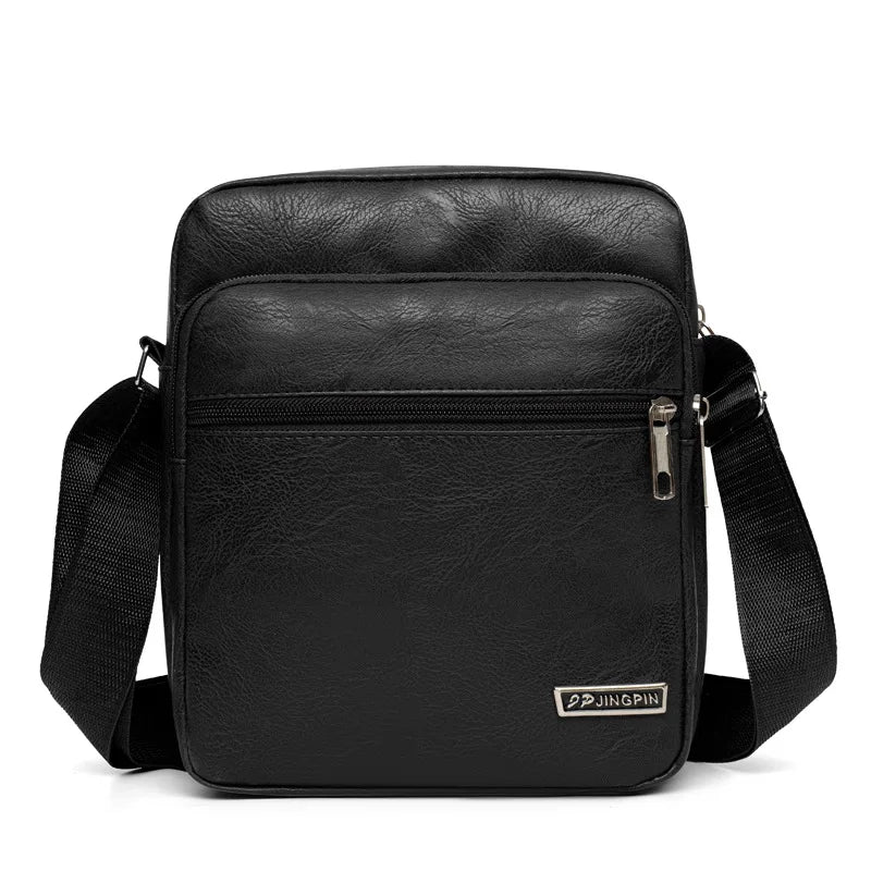 Men's Bag, PU Leather Single Shoulder Bag Multi Layer Zipper Large Capacity Crossbody Bag Daily Use Work Travel Business Commute