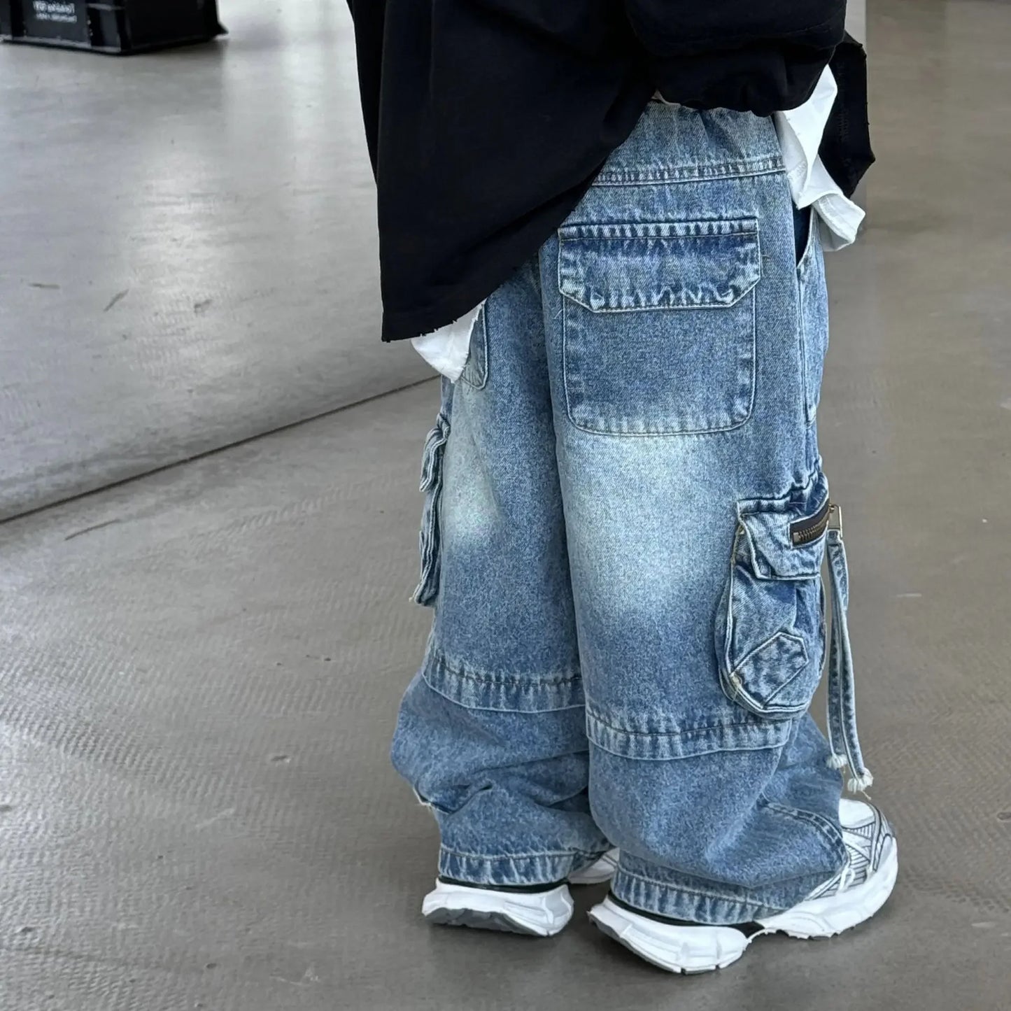 Baby Children Denim Pants Spring Autumn New Fashionable Cargo Jeans Boy Korean Style Casual Handsome Full Length Pocket Pants