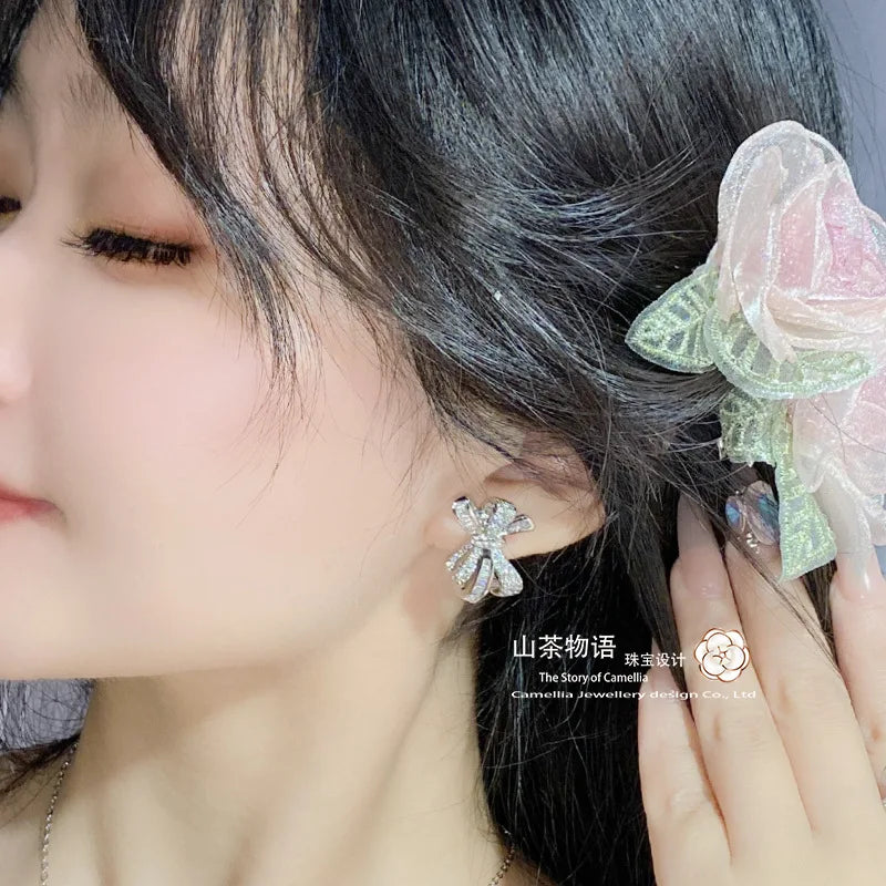 luxury jewelry set for women geometric earrings design bow necklace