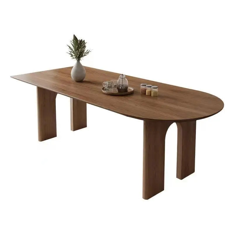 Solid Wood Dining Table Modern Office Negotiation Table Simple Household Oval Peninsula Table Home Furniture Dining Room Sets
