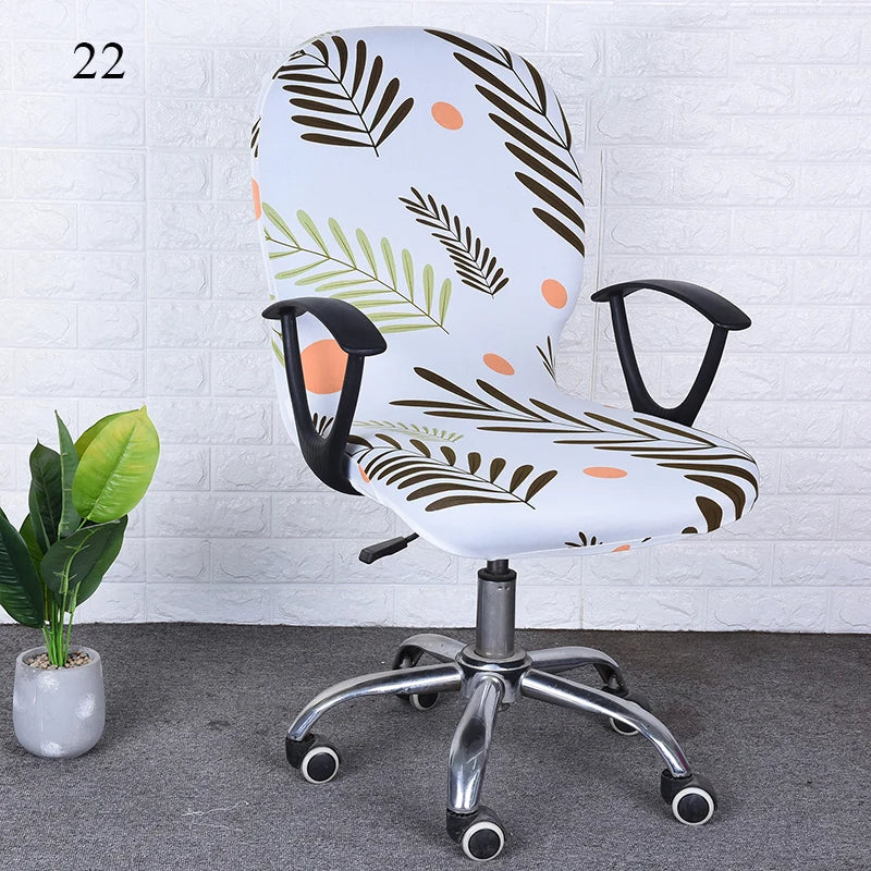 Swivel Chair Cover Solid Color Elastic Chair Protector Computer Office Chair Cover Back Cover Rotating Chair Slipcover Stretch