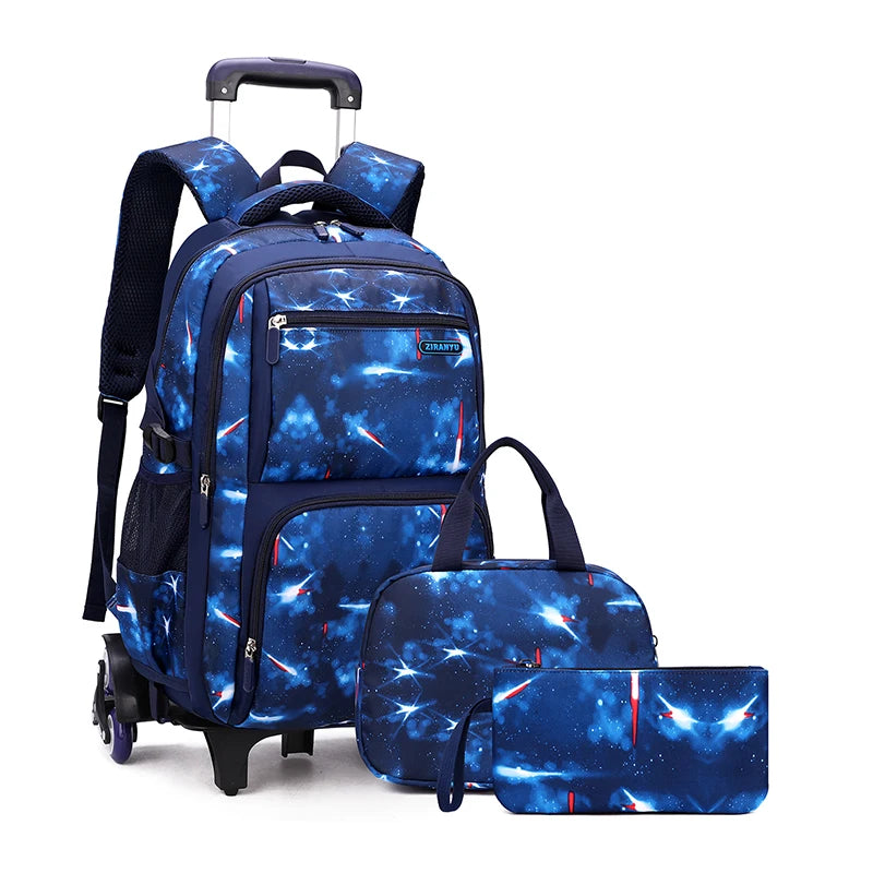 Carry On Kids' Luggage Primary Junior High School Bag Rolling Backpack for Boys Wheeled Bag with Lunch Box Trolley School Bags