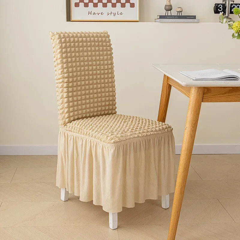 High Quality Seersucker Chair Cover For Dining Room Banquet Chair Slipcover Stretch Chair Skirt Elastic Wedding Chair Decoration