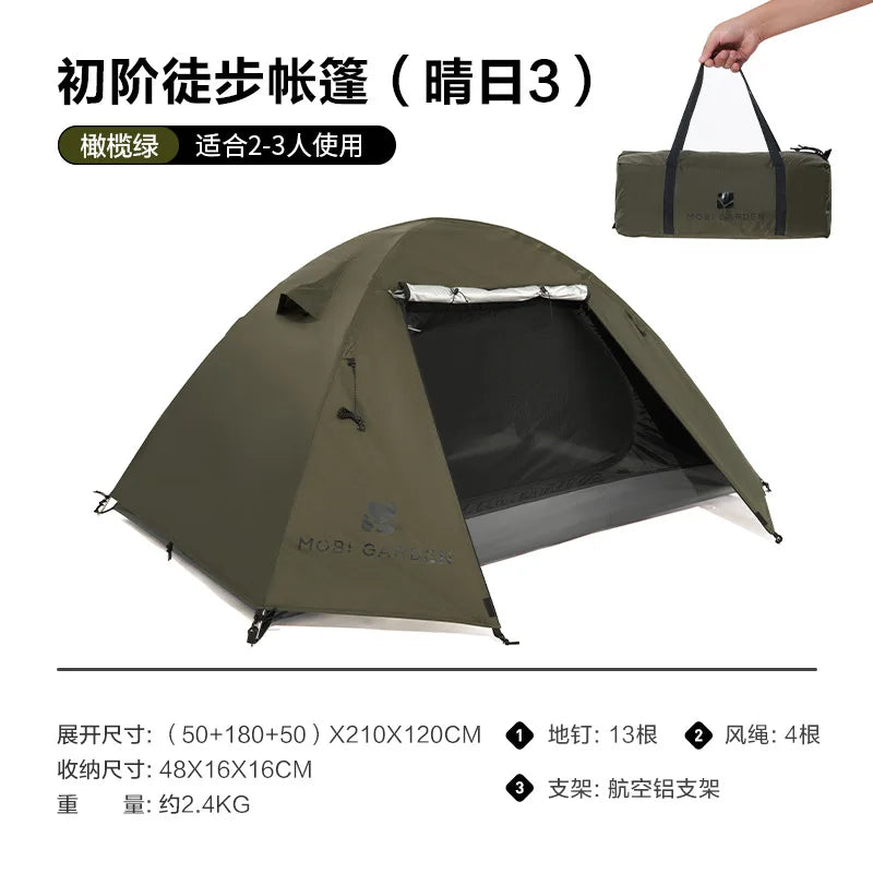 Tent Outdoor Camping Equipment Rainproof Thickened Camping Three Season Tent Windproof Sunscreen Portable Folding