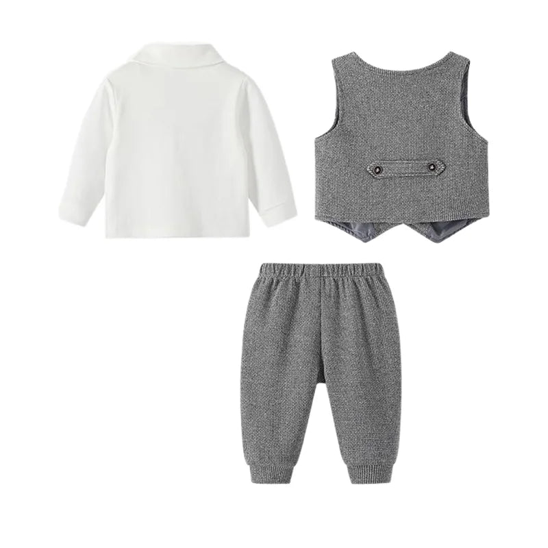 2025 Newborns Boy Formal Clothes Sets 3 PCS Infant Boy Gentleman T Shirt Vest Pant Outfit Autumn Infant Top Pant Suit Clothing