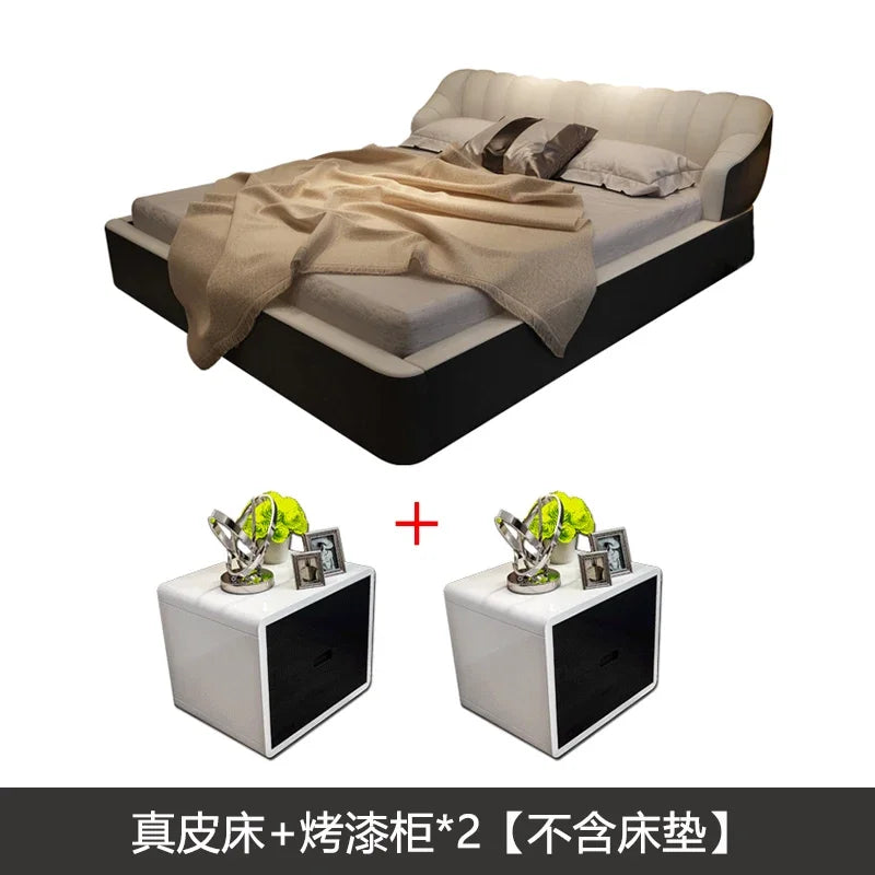 Lazy Luxury Modern Bed Frame Aesthetics Double Small Family Designer Apartment Bed High End Confortable Classic Lit Furniture