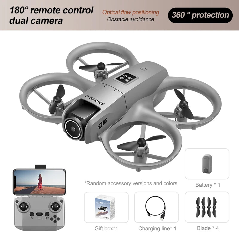 NEW Drones D16 GPS 8K Professional HD 180° Dual Cameras 5G WIFI Brushless Motors Obstacle Avoidance FPV Foldable Quadcopter Toys