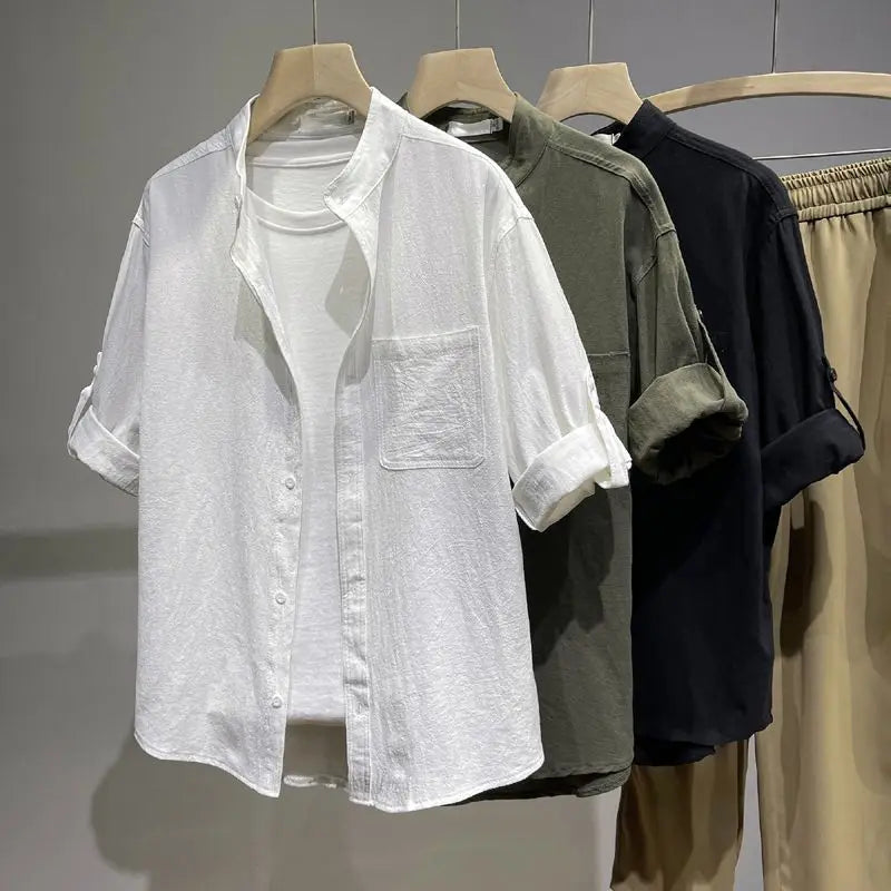 Men's Clothing Summer Linen Sun Protection Shirt Jacket Lightweight Breathable UV-Resistant Casual Outdoor Wear Fashionable