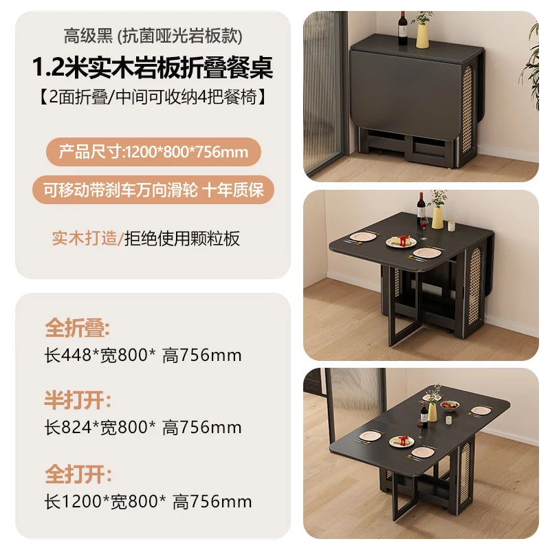 Folding Dining Table Set 6 Vintage Rattan Dining Table Set Modern Luxury Nordic Mesas Pegables Portatil Dining Room Furniture