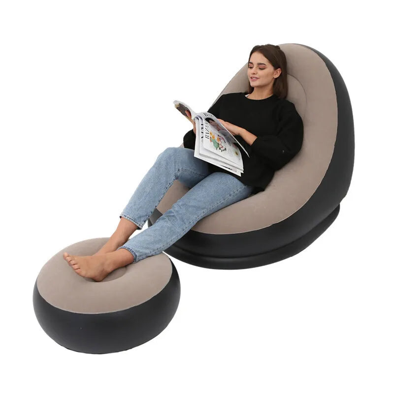 Home Light Luxury Lazy Sofa Comfortable Inflatable Single Flocking Lazy Sofa Set Portable Foldable Recliner Outdoor Sofa Air Bed