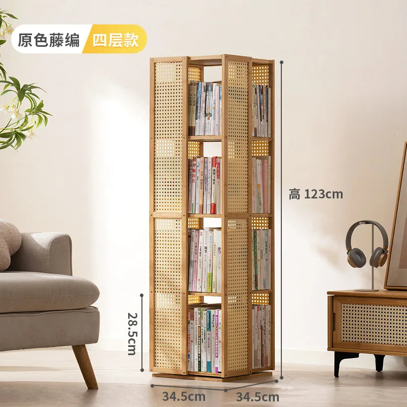 360 Degree Rotating Bookshelf for Living Room Bedroom Children's Picture Books Storage Rack Simple Home Decor Student Bookcase