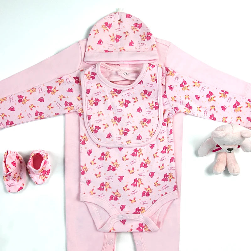 Newborn Baby Clothes For Girls Boys Sets Cotton Infant Spring Autumn Soft Boy Clothing New born Hat Bib