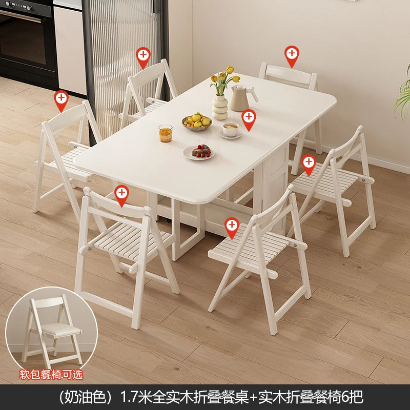 Folding Dining Table Set 6 Vintage Rattan Dining Table Set Modern Luxury Nordic Mesas Pegables Portatil Dining Room Furniture