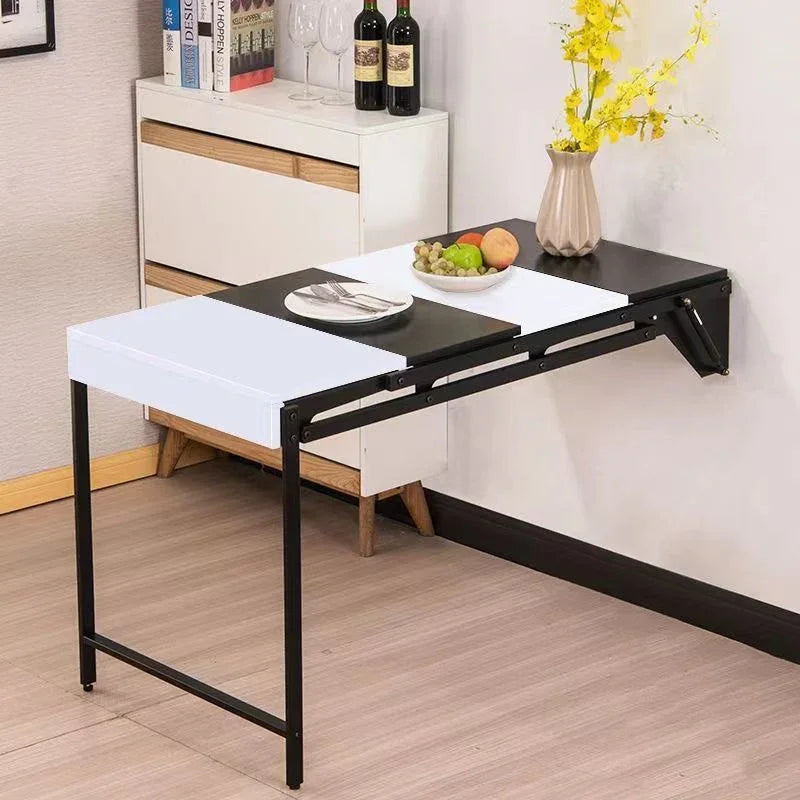 Portable Folding Dining Tables Metal Wall Storage Shelf Multifunctional Restaurants Tables Extendable Dining Room Furniture
