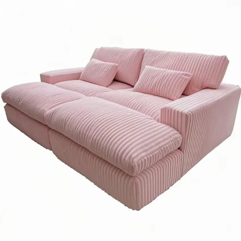 Italian Style Retro Luxury Corduroy Double Sofa Bed for Living Room Vacuum Compression Washable Customizable  Furniture Sofa