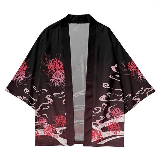 Traditional Clothing for Men and Women, Casual, Ruth, Black Skeleton Print, Kimono, Beach, Streetwear, Samurai