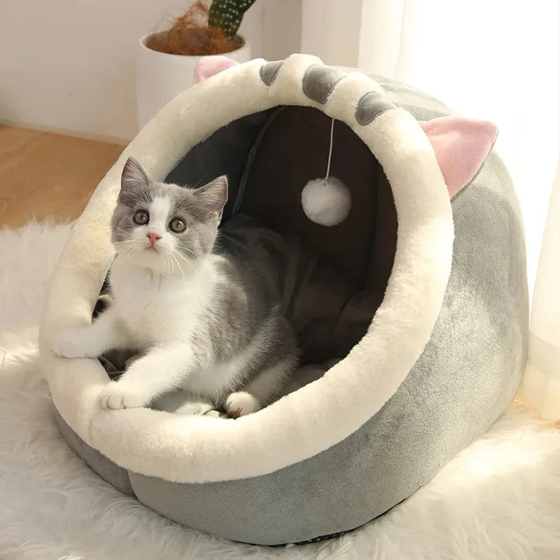 Cartoon Deep Sleep Cat Bed Pet Bed Foldable Removable Washable Pet Sleeping Bed for Small Dog Mat Bag Cave Cats Bed Pet Supplies