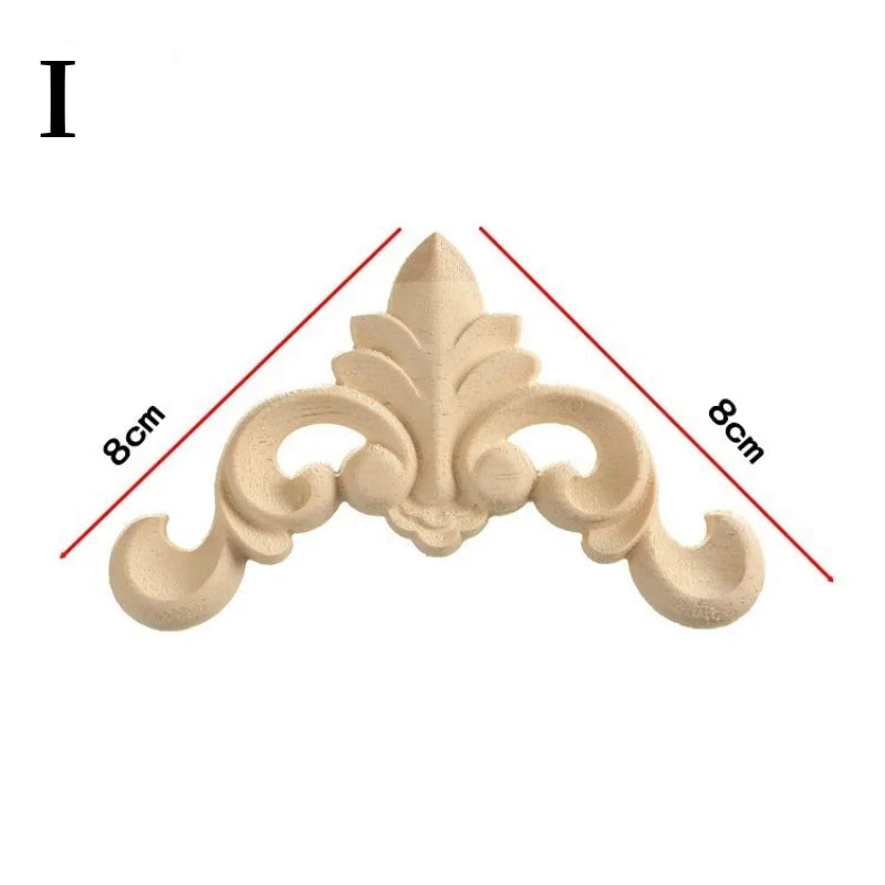Decorative Wood Appliques and Onlays Natural Furniture Wall Door Wood Carving DIY Corner Frame Wood Craft Cabinet Wardrobe Decor