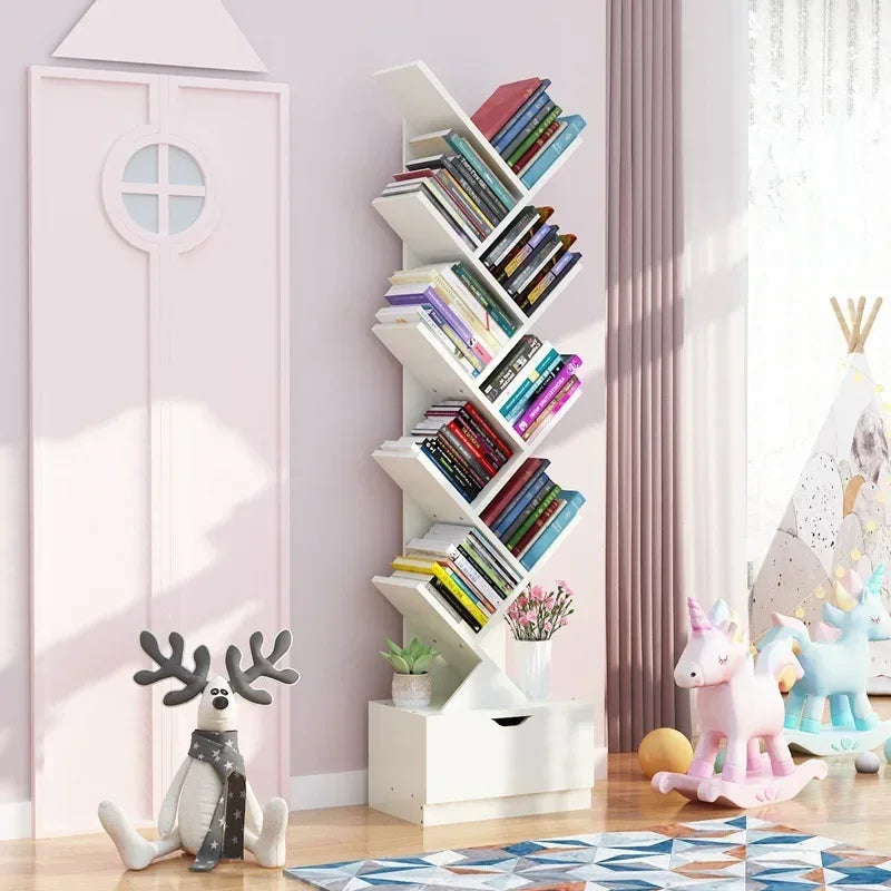 Modern Children's TreeShaped Bookshelf  FloortoCeiling Design, Living Room Storage Bookcase, Innovative Home Library