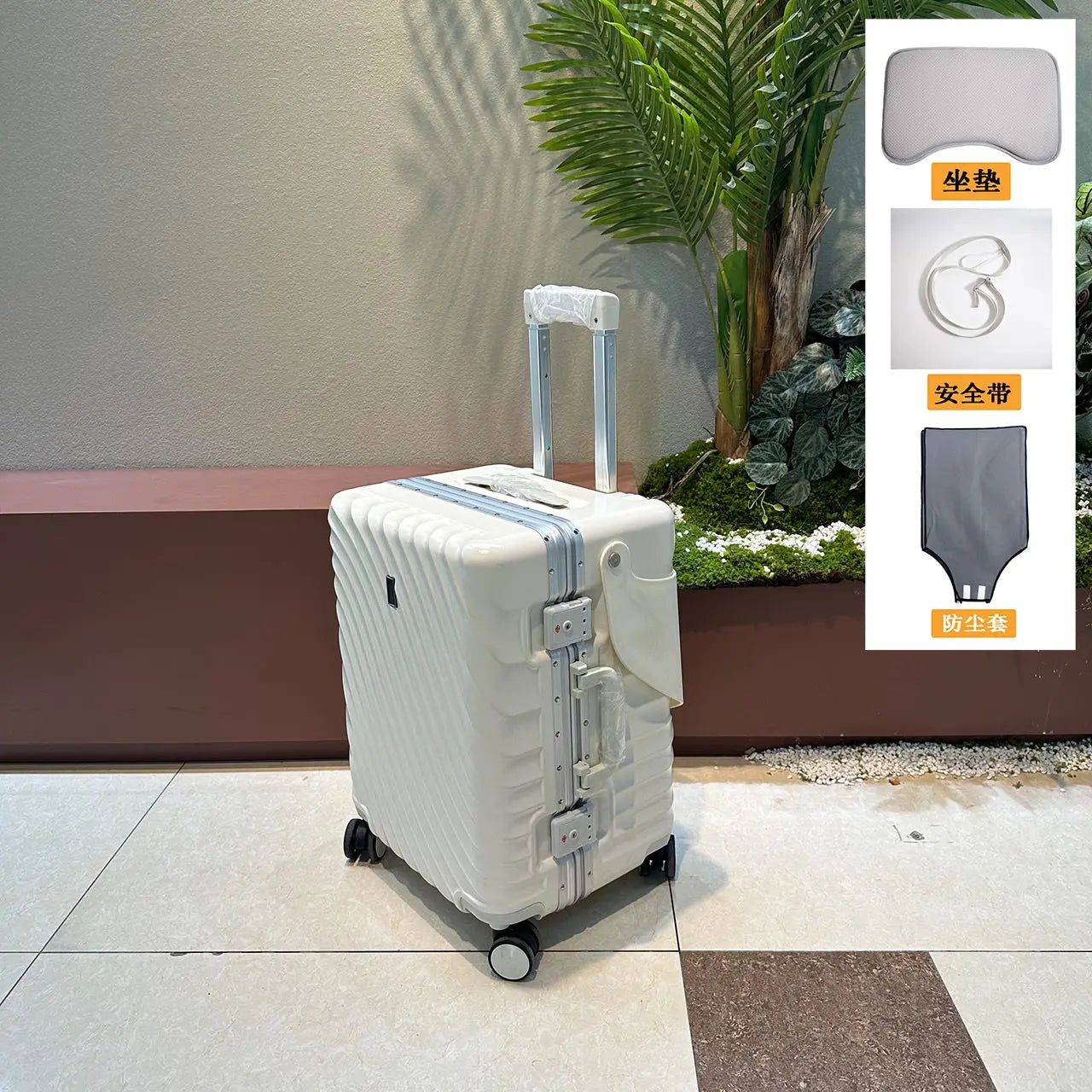 Luggage Kids Ride On Travel Suitcase Baby Stroller Wheeled Trolley Carry On Luggage Wheels Unisex Minimalist White Black Design