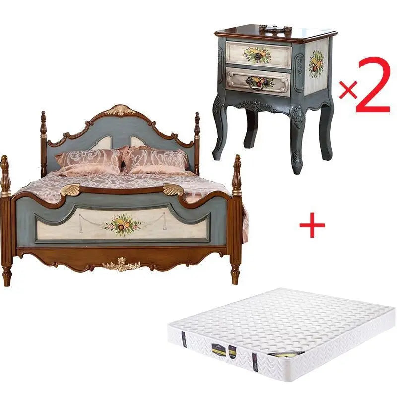 OD59 Mediterranean style pure solid wood bed American double pastoral master bedroom bed 1.5m European furniture 1.8m double