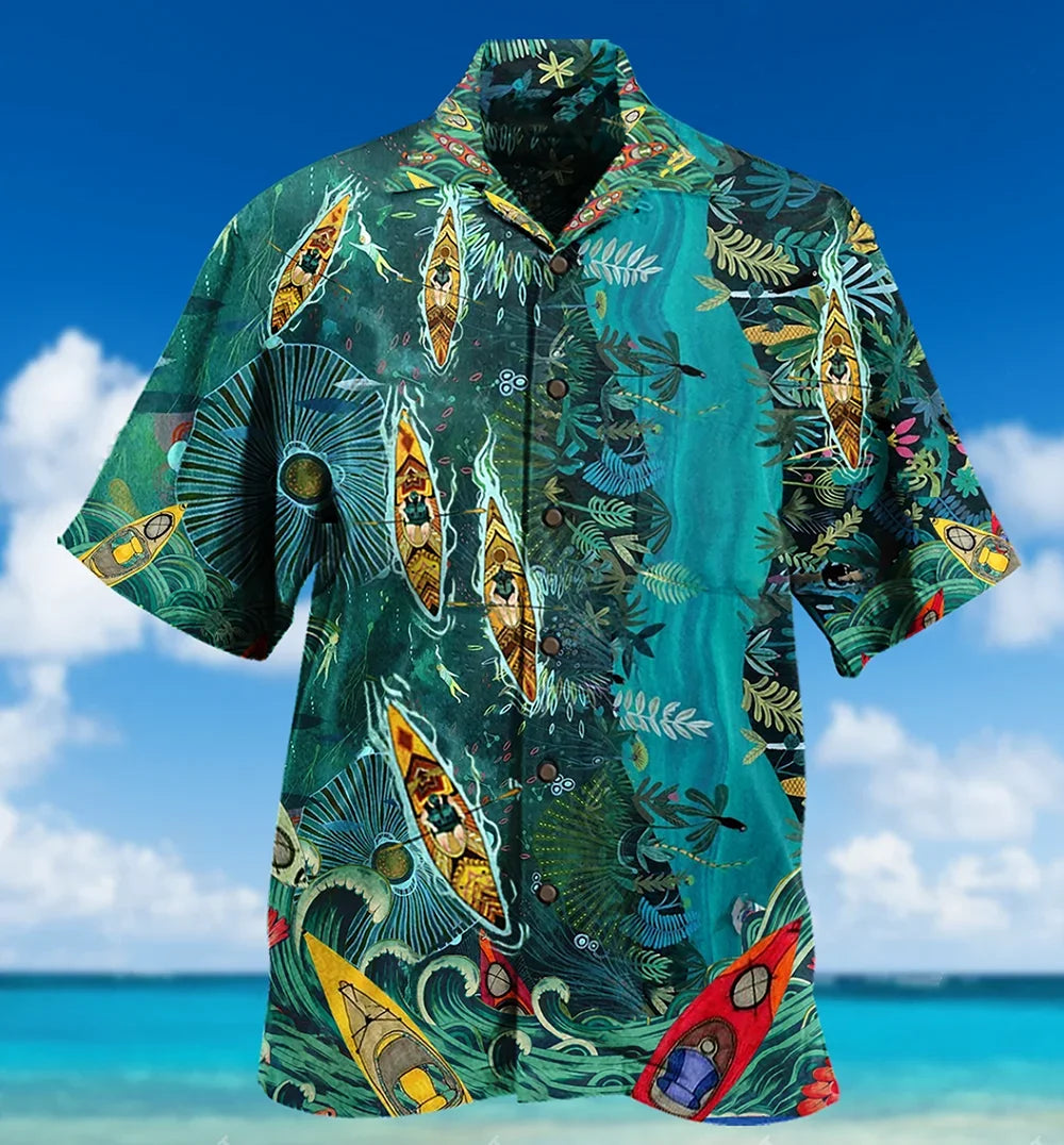 2023 Men's Clothing Men's Shirts Binge Hamburger Funny Hip Hop Beach Summer Hawaii Tops Cuban Style Oversize Fat Button Shirts