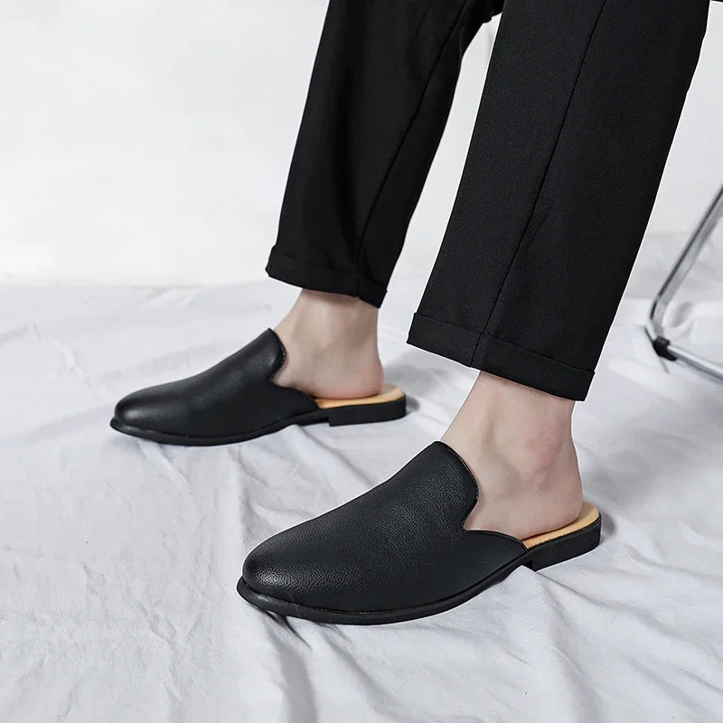 White Men’s Half Shoes For Men Shoes Mules Casual Designer Shoes Fashion Loafers Luxury Black Slippers 2025 Zapatos Hombre