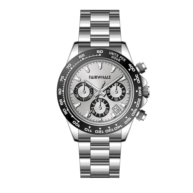 Men's Stylish Three-Eye Multifunctional Sports Watch - Automatic Quartz Movement,  Classic Black Dial for Casual & Formal Wear