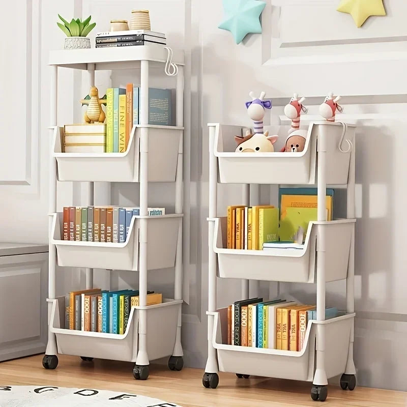 Trolley Bookshelf Kitchen Storage Rack Kitchen Corner Narrow Slit Storage Living Room  Cabinet Bathroom Home Organizer Gifts