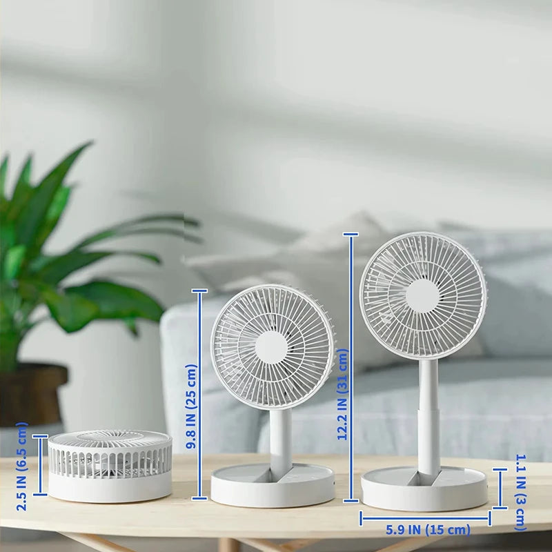 Electric Fan Portable Mini Desktop USB Folding Fan with 4 Speeds and Timing Function for Bedroom Office Indoor or Outdoor Use