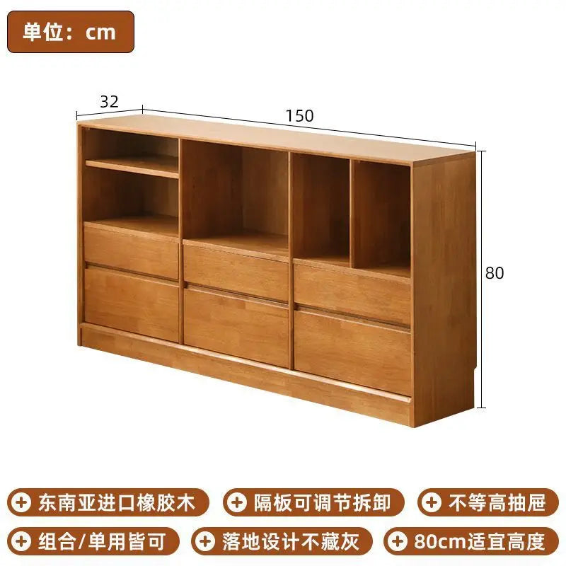 Solid wood partition bookshelf, small apartment storage cabinet, storage cabinet bookshelf, low cabinet, living room combination