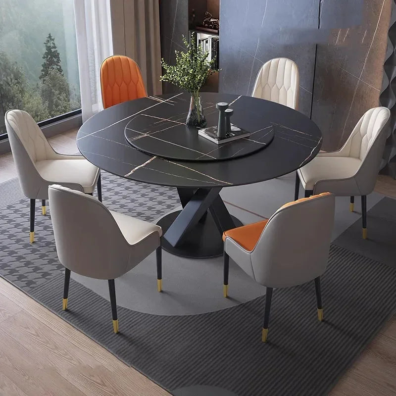 Living Room Dining Table Round Nordic Minimalist Marble Style Dining Table Beauty Comfy Mesas De Comedor Home Furniture