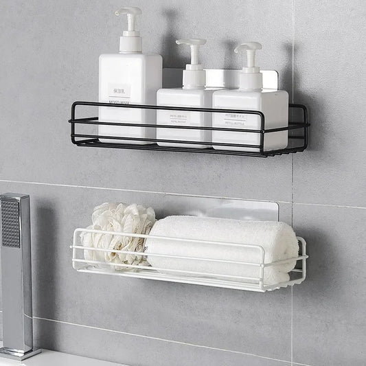 Bathroom Shower Shelf Japanese-style Wrought Iron Wall-mounted Shower Gel Storage Rack Toilet Free Punch Toiletry Stand