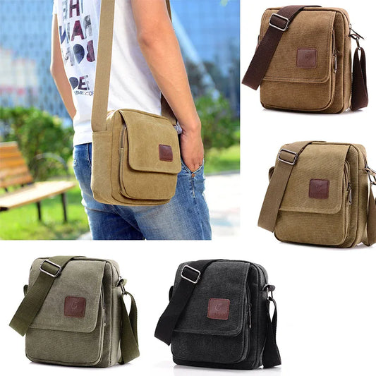 Men's Canvas Bag Fashion Simple Lightweight Shoulder Bag Messenger Bag Outdoor Travel Multifunctional Storage Organizer