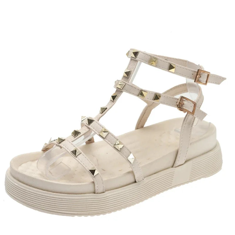 Women's Shoes on Sale 2024 Fashion Open Toe  Sandals Summer Rivet Solid Outdoor Platform Casual  Zapatos Mujer