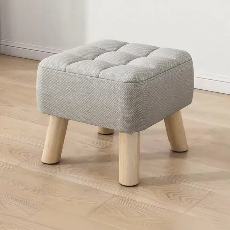 Solid Wood Footstool  Upholstered Seat  Small Sofa Shoe - changing & Tea - serving Bench  Round - foot Shoe - changing Stool Foo