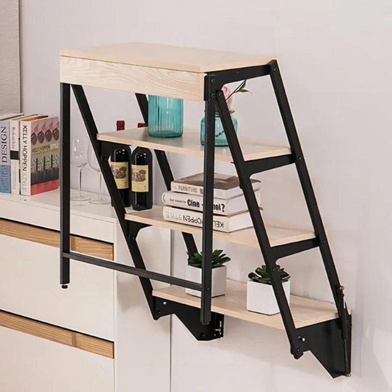 Portable Folding Dining Tables Metal Wall Storage Shelf Multifunctional Restaurants Tables Extendable Dining Room Furniture