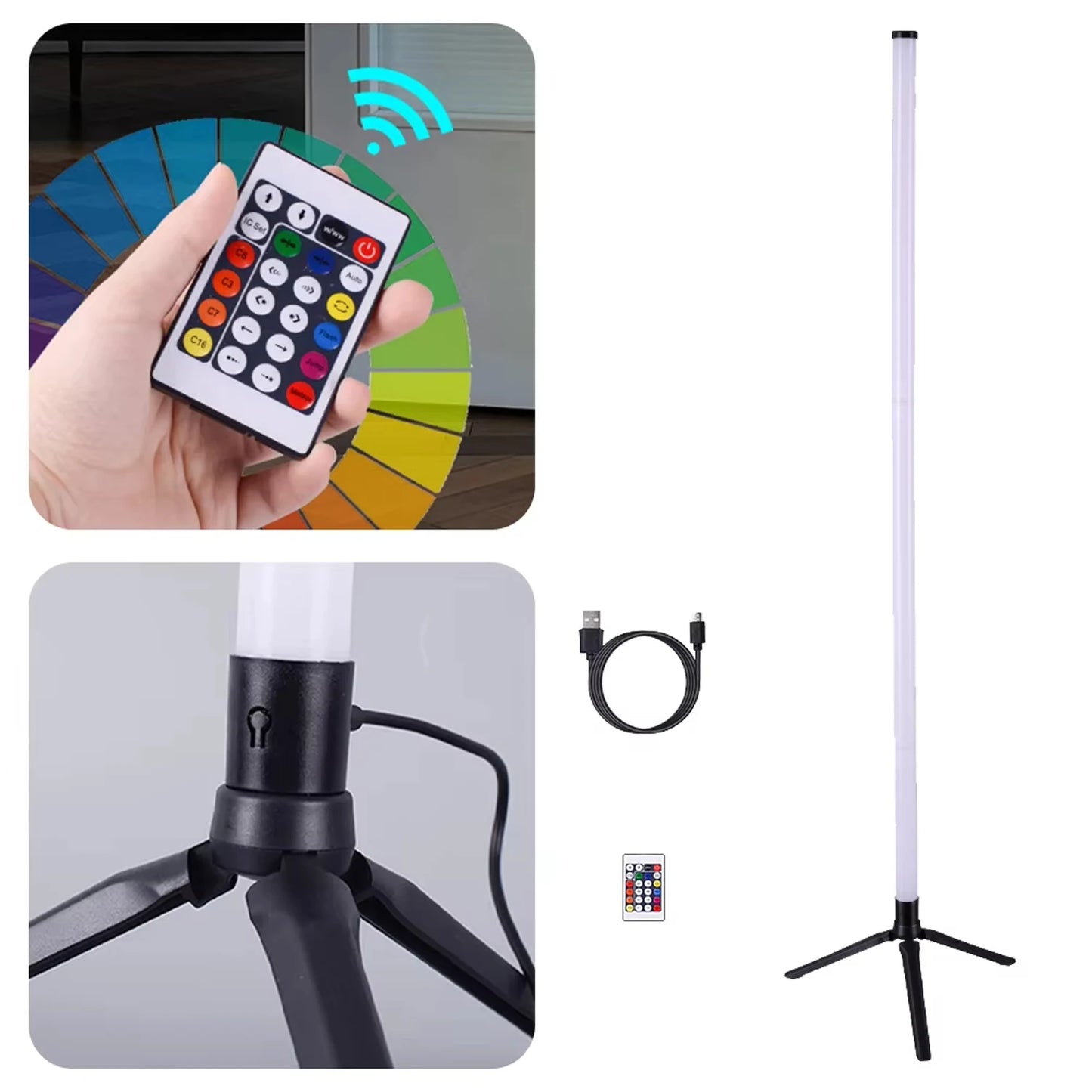 Living room Dimmable RGB Corner Floor Lamps 120cm Bracket LED Mood Lamps Bedroom Scandinavian Home Decorative Indoor Lighting