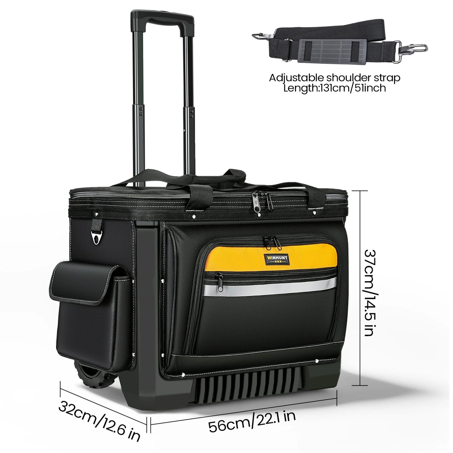Rolling Tool Bag, Tool Bag with Wheels, Portable Storage Organizer Rolling Tool Tote, for Electrician, Construction, Men, Women