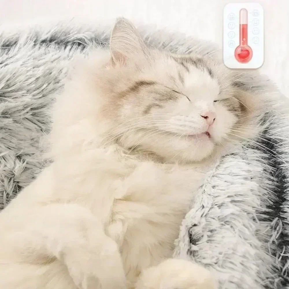 Cat Beds Simple Comfort Warm Puppy Sleeping Nest 2 in 1 Warms Long Soft Plush Round Cats Cushion Semi Enclosed Pet Sleep Bags