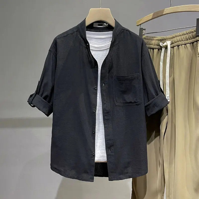 Men's Clothing Summer Linen Sun Protection Shirt Jacket Lightweight Breathable UV-Resistant Casual Outdoor Wear Fashionable