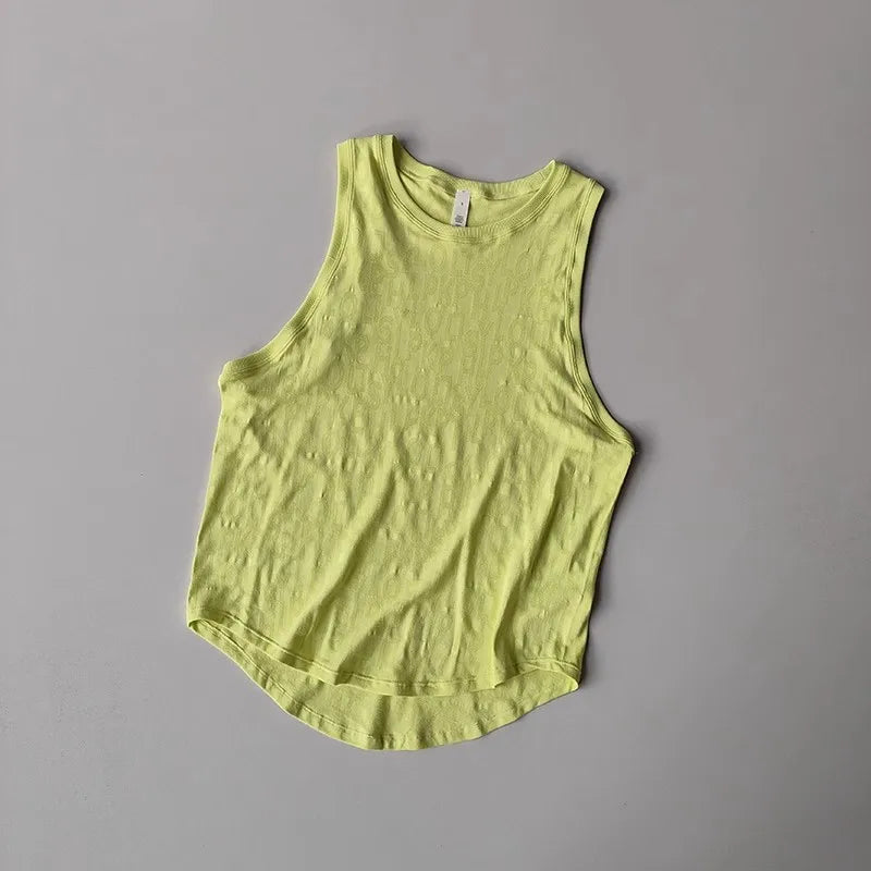 Women's Summer Sports Vest Thin Loose Printed Yoga Clothing Sleeveless Running Blouse Yoga Vest Shirt Gym Tops