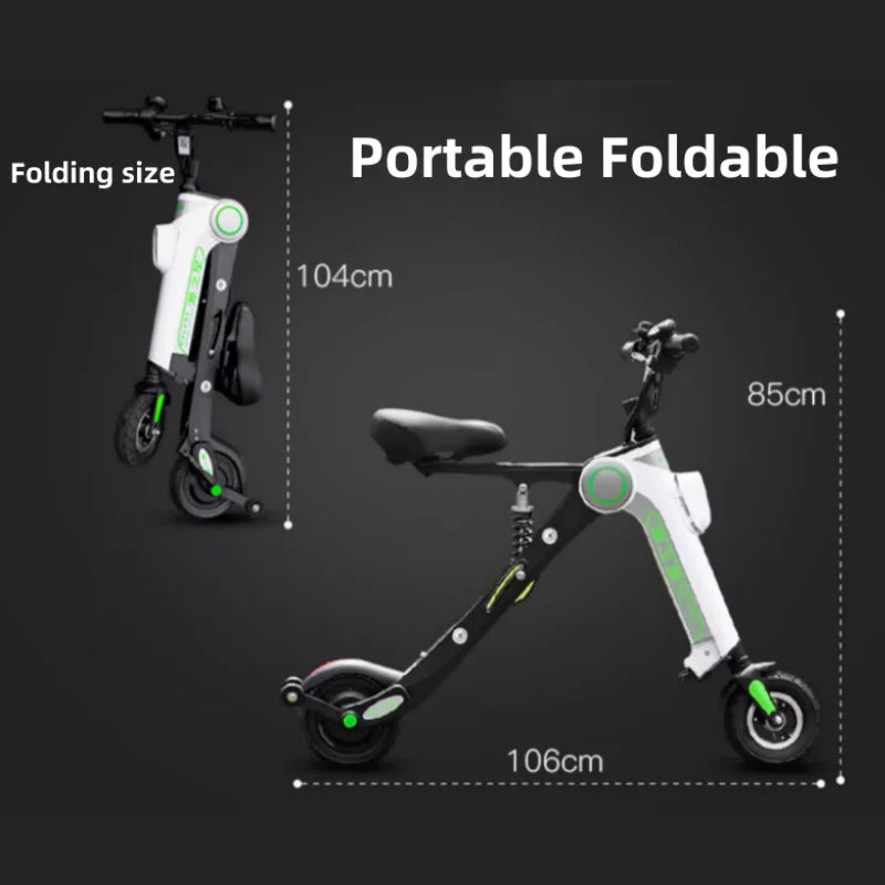 250W Mini Portable Foldable Electric Scooter For Adults 10 Inch Two Wheels Electric Bike For Women Man Lithium Battery