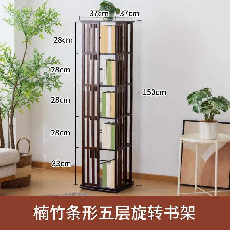 360 Degree Rotating Bookshelf for Living Room Bedroom Children's Picture Books Storage Rack Simple Home Decor Student Bookcase