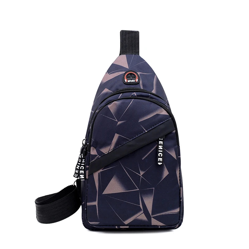 Men's Chest Bag Simple Multi-Functional Large Capacity Men's Casual Crossbody Bag Multi-Functional Single Shoulder Messenger Bag